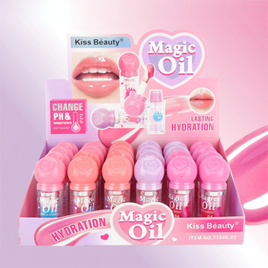 Huile à lèvres magique Kiss Beauty, nouveau design, douce et hydratante, changeant de couleur, éclaircissante, longue tenue, hydratation fruitée VC, huile à lèvres transparente - Product Image 4