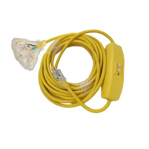 Multiple use lighted outdoor extension cord with GFCI