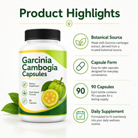 Cápsulas de Extracto de Garcinia Cambogia Puro y Natural, 60 Cápsulas, Apto para Adultos, Quema Grasa Saludablemente, Supresión del Apetito, para el Cerebro