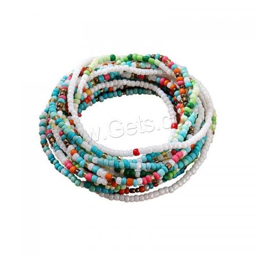 Bracelet Rigide Ethnique En Perles De Verre Et Cuir - Bijou Vintage