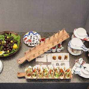 2025 nuevo grado Acacia madera <span class=keywords><strong>Taco</strong></span> Can Stand bandeja ecológica de lujo puede contener 8 Soft Shell Hard Shell Tacos Restaurant.<span class=keywords><strong>Bar</strong></span>.Hotel - Product Image 3