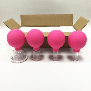 Juego de ventosas de vidrio de silicona con bombilla de succión de PVC para masaje facial, juego de ventosas profesionales con logotipo personalizado, 4 Uds. - Product Image 2