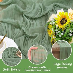 Camino de Mesa de Gasa Verde Salvia de 10 Pies, Camino de Mesa Rústico de Gasa de 120 Pulgadas, Mantel Boho para Bodas - Product Image 5