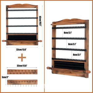 Wooden Wall Mounted Jewelry Rack 4 Layers 32x42cm Necklace Bracelet Organizer Storage Display With <b>Hooks</b> - Product Image 1