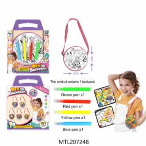 環境にやさしい女の子DIYおもちゃフルカラーグラフィティペイントキャンバスバックパック、マーカー付きDIYドローイングショルダーバッグ子供用 - Product Image 5