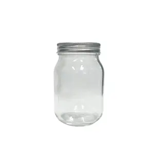 16oz 480ml Square Round Shape Glass Mason Beverage Jar With Screwing Tinplate Lid