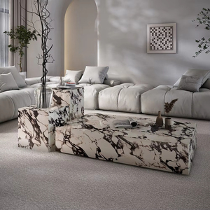 Table d'appoint d'angle en marbre Calacatta, bloc de socle, table haute, prix de gros - Product Image 1