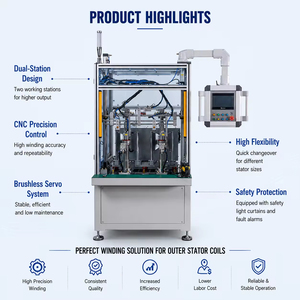 Equipo de bobinado de estator de motor sin escobillas de alta eficiencia, de doble estación, totalmente automático CNC, para bobinado exterior de estator con alambre de cobre 1 - Product Image 1