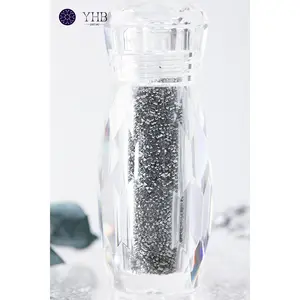 Joia de unhas popular de alta qualidade, cristal de vidro, areia, contas elfos de diamante microscópicas, strass de prata transparente para unhas