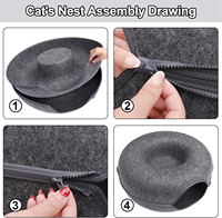 Meow Mansion Large Cat Cave Donut Bed-Lit tunnel pour chat pour grands chats jusqu'à 30lbs