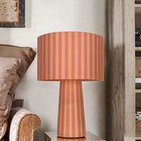 Outil d'étude de lecture moderne pour la maison, lampe de table en tissu à motif de nervure orange, culot d'ampoule E14, alimentation électrique pour salles de lecture