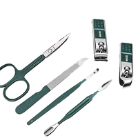 6 pièces de kits de manucure et pédicure portables, ensembles de coupe-ongles noirs brillants, outils de soins personnels avec ciseaux à sourcils