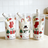 Pochette souple en plastique YSH avec bec verseur et bouchon, finition brillante, idéale pour les liquides – Collection Noël – Fournisseur