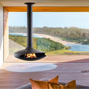 <span class=keywords><strong>Estufa</strong></span> de <span class=keywords><strong>Pared</strong></span> Giratoria con Fuego Real, Multicombustible (Leña y Etanol), Decorativa para Interiores - Product Image 2