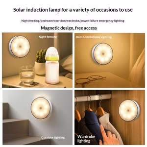 Lampe de nuit LED magnétique rechargeable solaire et USB avec détecteur de mouvement pour jardin, chambre, armoire, placard, économie d'énergie - Product Image 4