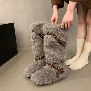 <span class=keywords><strong>Botas</strong></span> de Mujer de Felpa Nuevas para Otoño Invierno 2025, <span class=keywords><strong>Botas</strong></span> Cálidas de Media Pantorrilla con Forro de Gamuza, Estilo Coreano, <span class=keywords><strong>Botas</strong></span> de Nieve para Viajar 2025 - Product Image 5