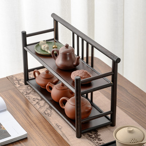 Desktop <b>Tea</b> Storage Rack 3 Tier Rectangle Standing Type For <b>Tea</b> <b>Set</b> Organizer New <b>Chinese</b> Style Decorative Ornament - Product Image 4