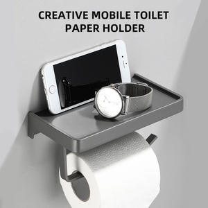 Sanga Fashion New Aluminium Wall Mounted Metal Bathroom Roll Tissue Storage Rack Toilet <b>Paper</b> <b>Holder</b> With Storage - Product Image 4