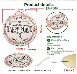 <span class=keywords><strong>C</strong></span>'<span class=keywords><strong>est</strong></span> <span class=keywords><strong>mon</strong></span> endroit heureux, ne le gâchez pas - Panneaux de jardin en métal vintage - Product Image 2