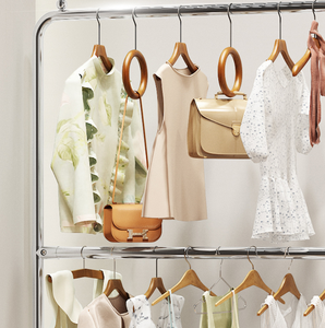 Espositore Mobile Moderno a Doppio Strato con Altezza Regolabile, Multifunzionale per Negozi di Abbigliamento <span class=keywords><strong>Uomo</strong></span> e Donna - Product Image 6