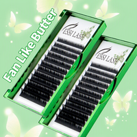 Produsen Tray Bulu Mata Velvet Lembut Seperti Krim, Warna Hitam Matte, Bahan Sutra Kasmir, Model Kipas, Ekstensi Bulu Mata Individual Volume Rusia