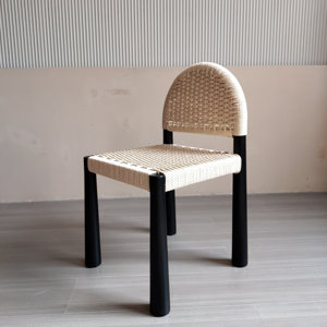 <span class=keywords><strong>Chaise</strong></span> de salle à manger design en abaca en bois moderne <span class=keywords><strong>noire</strong></span> chaises d'événement de fête de mariage <span class=keywords><strong>chaise</strong></span> à dossier tressé - Product Image 5