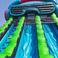 Toboggan aquatique gonflable personnalisé avec casque DJ musical, château gonflable de qualité commerciale avec piscine à éclaboussures pour location de fêtes d'enfants