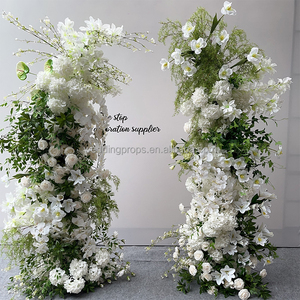 Arco Floreale Artificiale in Poliestere Bianco e Verde, Supporto per Fiori a Mezzaluna Curva per <span class=keywords><strong>Sfondo</strong></span> Matrimonio ed Eventi - Product Image 1