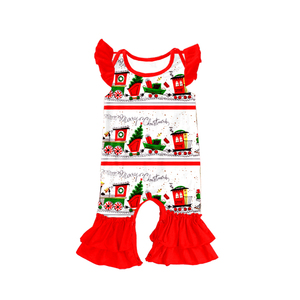 Combinaison de Noël sans manches en soie de lait pour bébé fille, barboteuse imprimée pour les fêtes avec boutons à l'entrejambe - Product Image 2