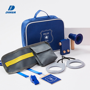 Set di polizia in legno finte giochi di ruolo per bambini Set di giocattoli della polizia con cerniera borsa portatile Kit di accessori per travestimento - Product Image 2