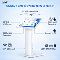MWE US Stock - Soporte de Suelo para Carteles de 32 y 43 Pulgadas, Señalización Digital LCD, Pantallas Publicitarias, Quiosco Interactivo con Pantalla Táctil para Bancos