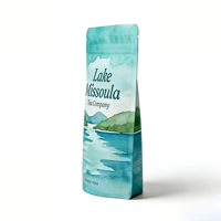 Sachet Doypack personnalisé imprimé paysage aquarelle, finition mate, pour emballage de thé, refermable avec fermeture éclair, à fond à soufflet et à encoche de déchirement, vente en gros