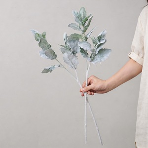 Fleur artificielle CallaFloral à feuilles argentées floquées, 3 tiges, imperméable, décoration de mariage - Product Image 1