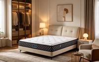 Matelas en mousse à mémoire de forme compressée de 14 pouces avec ressorts ensachés doubles, format Queen/King, pour soulager les douleurs dorsales et les couples