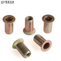 Mur Rivet Baja Karbon Kepala Cekung Silinder Halus Ujung Terbuka Lapis Seng Kuning Standar AS 1/4 5/16 3/8 1/2