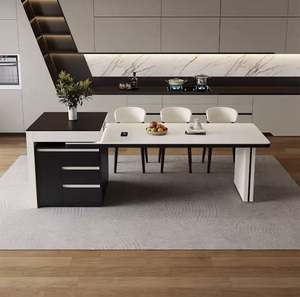Mesa de Comedor de Estilo Moderno y Minimalista con Tablero de Roca, Mesa de Comedor de Madera Maciza Multifuncional y Extensible para el Hogar - Product Image 3