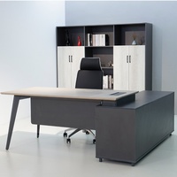Ensemble de mobilier de bureau Meetco Classic MFC, bureau de direction moderne en forme de L, convertible, style bois massif, cadre en aluminium, fil métallique