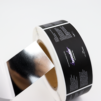 Étiquette autocollante en papier spécial luxe sur mesure, avec dorure argentée, pour flacon de savon liquide, emballage de produits de soin personnel, et branding.