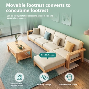 Bắc Âu hiện đại Modular <span class=keywords><strong>sofa</strong></span> cắt căn hộ nhỏ phòng khách gỗ rắn miếng bọt biển điền vải Bìa - Product Image 2