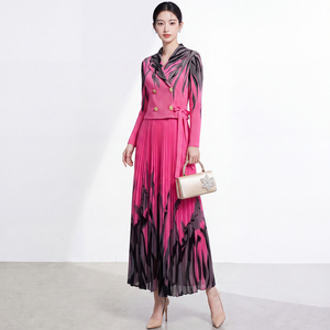 Vestido Formal Elegante de Estilo Vintage con Pliegues y Cuentas Miyake para Mujer, Talla Grande, Estampado Geométrico, Diseño Único, Ropa de Oficina - Product Image 6
