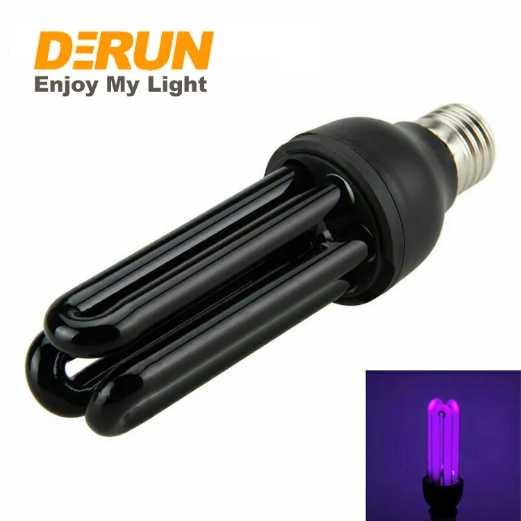Enerji tasarrufu Spiral düz E27 E26 B22 para tanıma Uv ultraviyole siyah işık lambası kompakt floresan lamba, CFL-BLB
