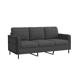 Canapé 3 places gris foncé avec pieds en métal et revêtement en textilène, meubles de salon - Product Image 1