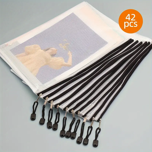 תיק מסמכים רשת עמיד וגמיש ועמיד למים, שקוף, עם סגירת רוכסן וו חבל, תיקי רשת עמידים במיוחד - Product Image 5