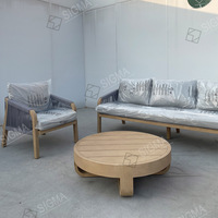 Ensemble de canapés d'extérieur en teck tressé avec coussins, résistant aux intempéries, pour jardin et balcon