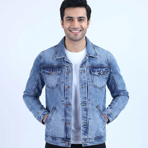 High Quality Oem Cotton Heavy Man Black Navy Blue Embroidery Oversize <b>Custom</b> Logo Men'S <b>Denim</b> Jeans <b>Jacket</b> for Men - Product Image 1