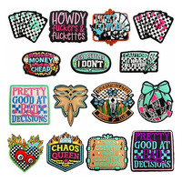 Parches Termoadhesivos con Frases de Estilo Vaquero del Sur, Apliques Bordados de Toro y Calavera del Oeste, Parches Decorativos para Sombreros de Mezclilla