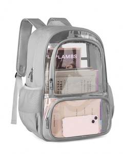 <b>Clear</b> <b>Backpack</b> with PVC Oxford Fabric Heavy Duty Transparent Bookbag with Reinforced Stitching Large Capacity Laptop Bag - Product Image 1