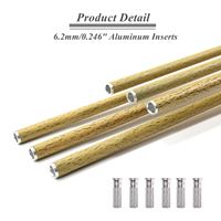 Arbre de flèche en carbone pur motif en bois diamètre intérieur 0.246 pouces avec encoches en plastique inserts en aluminium pour arc classique composé