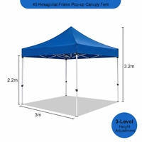 Carpa Plegable Resistente al Agua con Estructura de Acero y Tela Oxford para Ferias Comerciales y Eventos, 4x4m, Carpa de Sombra para Exteriores