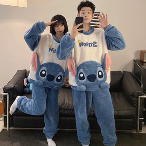 Winter Couple Cartoon Cute <strong>Pyjamas</strong> <strong>Men</strong> and Women <strong>Flannel</strong> Sleepwear Sets Plush Thickened Warm Suit - Product Image 6